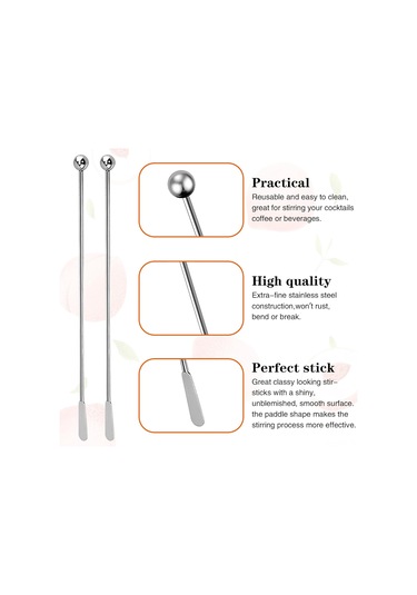 Yunboo Çelik Paslanmaz Çok Amaçlı Karıştırıcı Çubuklar: Kahve, Kokteyl Ve İçecekler İçin Dayanıklı, Hijyenik Ve Verimli Gümüş
