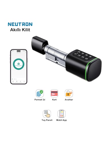 NEUTRON NTL-SC-02FKPB PARMAK İZİ, ŞİFRE, KARTLI AKILLI KAPI KİLİDİ SİYAH