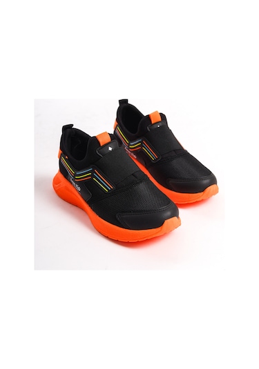 Pinko Çocuk Unisex Garantili Günlük Ortopedik Unisex Sneaker Spor Ayakkabı Siyah-oranj