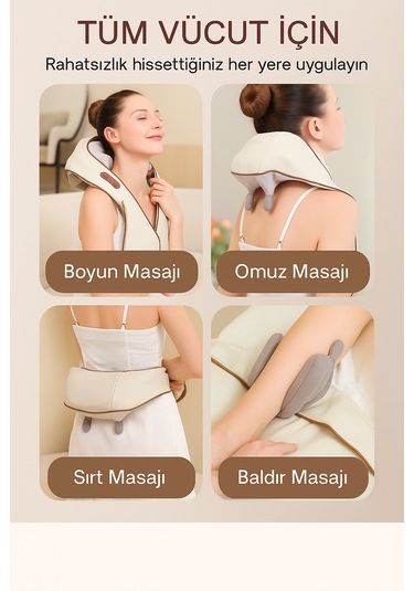 Isıtmalı Yoğurma Masaj Aleti Boyun, Omuz Ve Sırt Masah Aleti