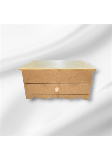 Ahşap-boyanabilir-4bölmeli-1çekmeceli- Takı-makyaj-organizer Kutu