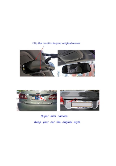 Rh-503 5.0 İnç Ayna Araç Kamerası Yuvarlak Kamera / Video Kablosu Araba İçin Su Geçirmez Dikiz Aynası Kamera