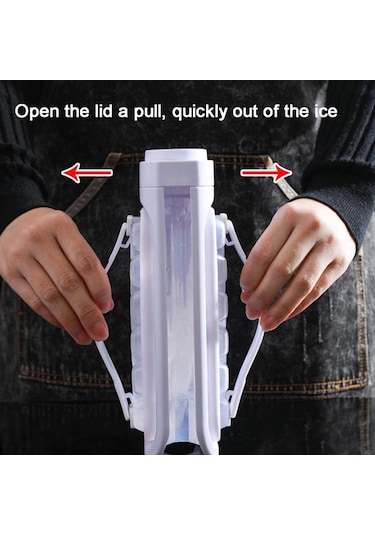 2'si 1 Arada Buz Küpü Kalıp Su Isıtıcısı Taşınabilir 17 Izgaralı Buz Yapıcı Şişesi Bpa İçermez, Fda Sertifikası Yok - Beyaz