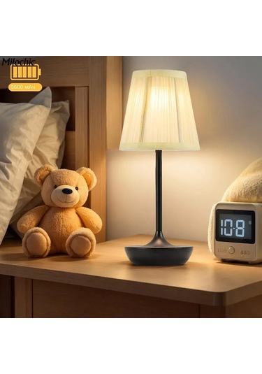 Hangfox Klasik Tarzli Yatak Odası Lambası, Üç Renkli Işık, Uzun Süreli Pil, Lüks Ambiyans Oluşturucu Siyah