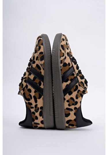 Muggo Leopard Garantili Kadın Ortopedik Günlük Bağcıklı Yürüyüş Leopar Desenli Sneaker Spor Ayakkabı Leopar Kahverengi