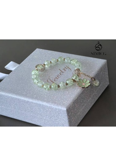 Yeşil Kristal Çiçek Bileziği Yeşil