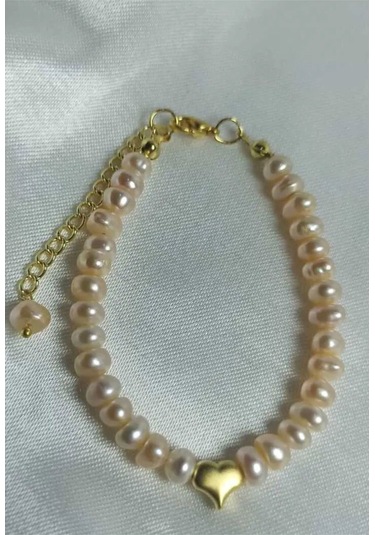 24k Altın Kaplama Gerçek Somon Şekilsiz İnci Tasarım Bileklik Som Gold