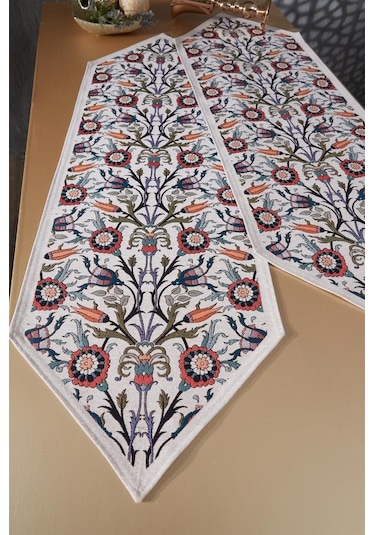 Çeyiz Diyarı Gülsüm 2li Lüks Runner 45x140 Cm Çok Renkli