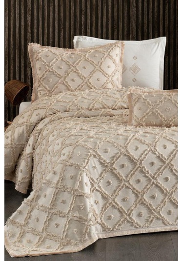 Çeyiz Diyarı Alara Tek Kişilik Pike Takımı Cappucino Cappucino