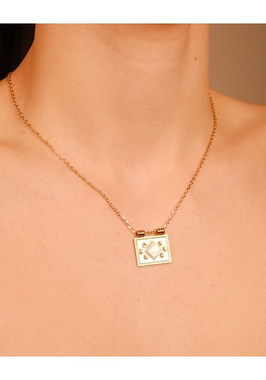 Lekka Design Kadın Takı Kararmaz Çelik Sedefli Zarf Kolye