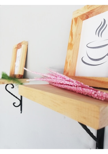 2'li Siyah Ferforje Ayaklı, Dekoratif Duvar Rafı 14x14