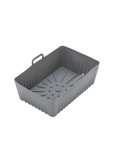 Gri Hava Fritözleri Tava Uygun İyi Tokluk Yeniden Kullanılabilir Hava Kızartma Pot Astar Silikon Tepsi Ev Kaynağı L Gri