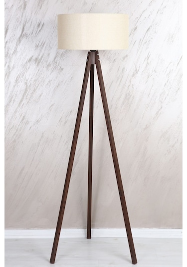 Mdf Lamba Yuvarlak Kumaş Lambader Krem Kahve Ly516