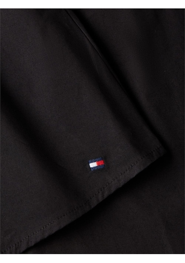 Tommy Hilfiger Gold Button Poplın Mıx Dress Kadın Siyah Elbise - Ww0ww49628