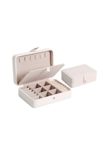 Soulader Şık Ve Pratik Taşınabilir Deri Takı Kutusu - Zarif Tasarım Beyaz