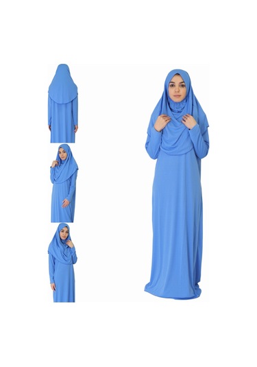 Açık Gök Mavisi Fermuarsız Namaz Elbisesi