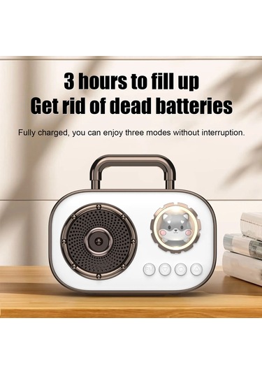 Retro Bluetooth Hoparlör Subwoofer Mini Kablosuz Hoparlör-beyaz