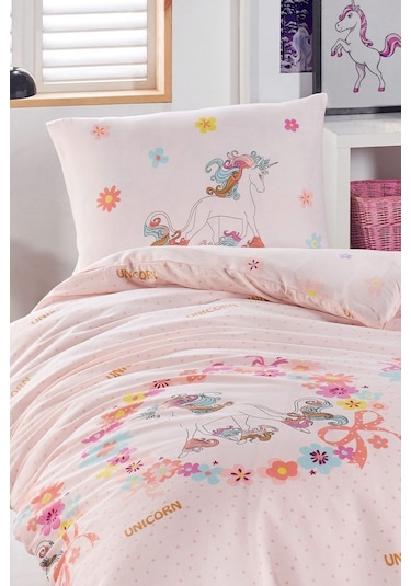 Enlora Home Junior Nevresim Seti Tek Kişilik Unicornlar Pembe