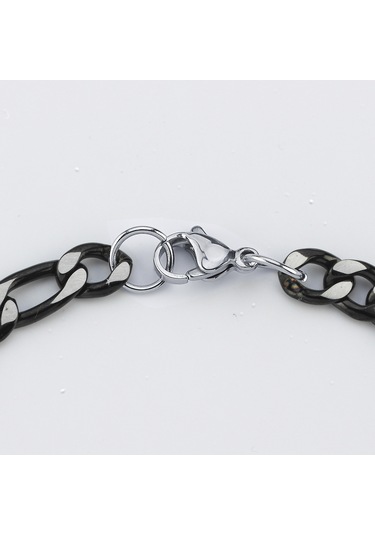 Takı Dükkanı Premium Kalite Siyah Beyaz Çift Renkli Figaro Erkek Çelik Bileklik Scb49