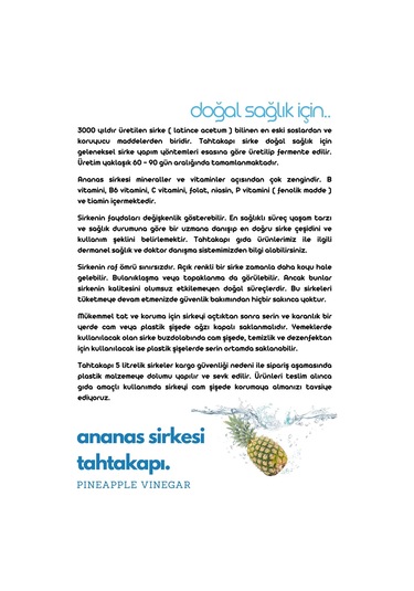 Tahtakapı Ananas Sirkesi 500 ML