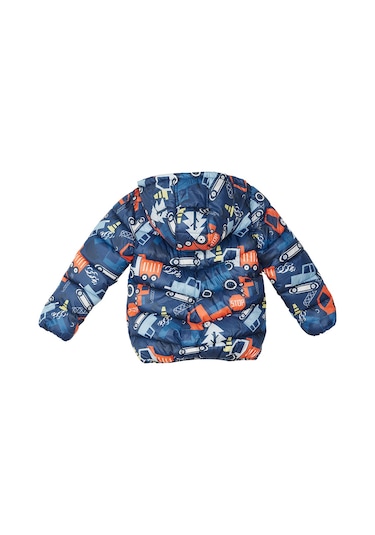 Denokids Arabalar Erkek Çocuk Su İtici Kapüşonlu Mont Renkli Çok Renkli