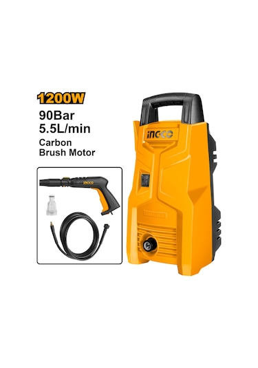 Ingco ING-HPWR12008 Yüksek Basınçlı 90 Bar 1200 W Yıkama Makinesi