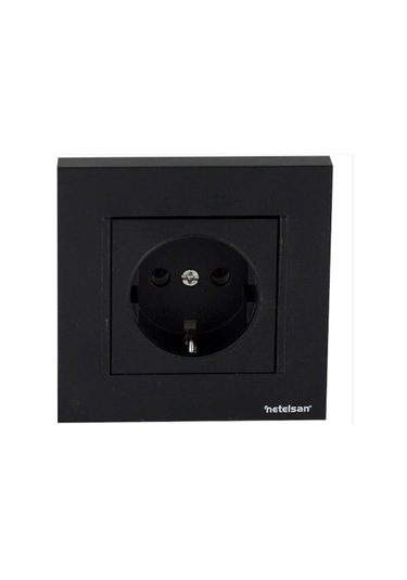 Netelsan Byobu Siyah Topraklı Priz Çerçevesiz