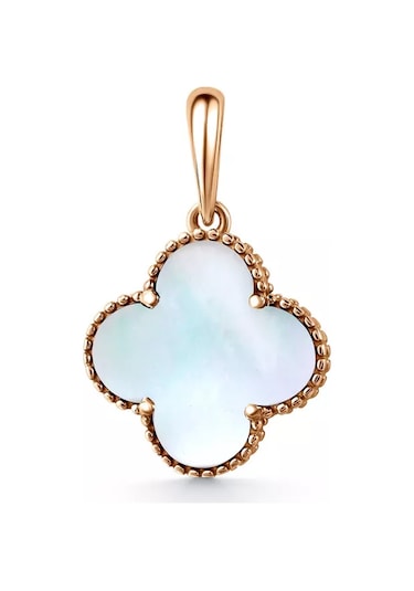 Gold Plaza Jewelry 925 Ayar Gümüş İnci Detaylı Yonca Kolye 200561703 Yeşil