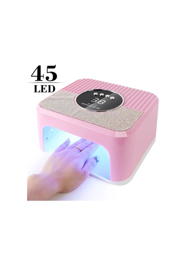 Xurunkeji Uv Tırnak Lambası Jel Tırnaklar, 4 Zamanlayıcı Modlu 45 Led Tırnak Lambası, Parıltılı Tırnak Yapay Elmaslarıyla Süslenmiş Pembe Jel Tırnak Lambası Ab