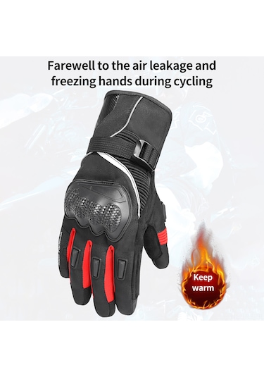 Reedark Kış Motosiklet Eldiveni - Dokunmatik Ekranlı Su Geçirmez Soğuk Hava Eldiveni Siyah-xl