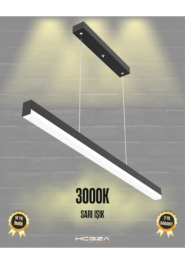 Magro 80cm Siyah Kasa, Sarı Işık Modern Sarkıt Led Avize Siyah