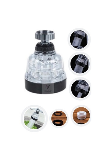 Yayke3 Fonksiyonlu Şeffaf 360 Derece Döner Musluk Başlığı