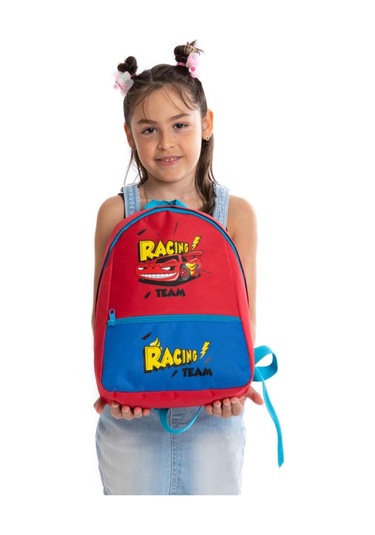 Superbag Erkek Çocuk Anaokulu Çantası Racing Araba Desenli Sırt Çantası Kreş Çantası Mavi