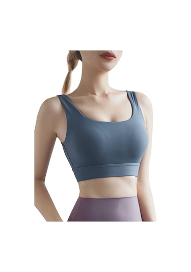 Geeroyoo U Yaka Spor Sütyen - Yoga Ve Günlük Kullanım İçin Pedli, Arkası Kesik, Geniş Bant, Xl Beden, Gri Gri