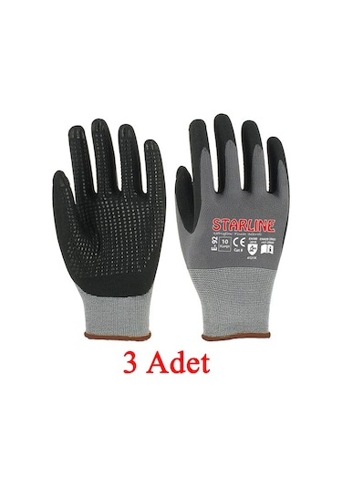 Starline E-92 Puanlı Mikro Köpük Nitril Eldiven Montaj Eldiveni No.9/large - 3 Adet