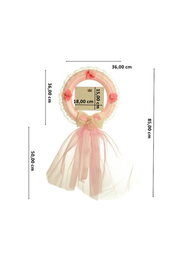 Süslebabypartystore Isimlikli Tüllü Halka Kapı Süsü, Pembe
