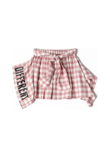 Asimetrik Kesim Ekose Etek Pembe