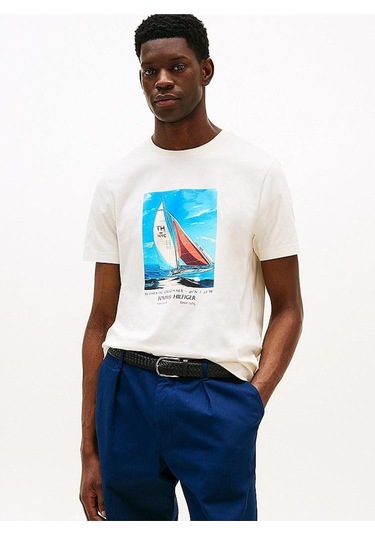 Erkek Hılfıger Color Photo Prınt Tee T-shirt Sarı