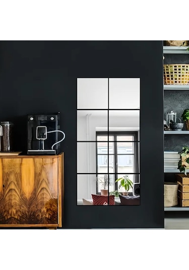 Kare Pleksi Ayna 35x35cm 4 Adet - Silver Gümüş