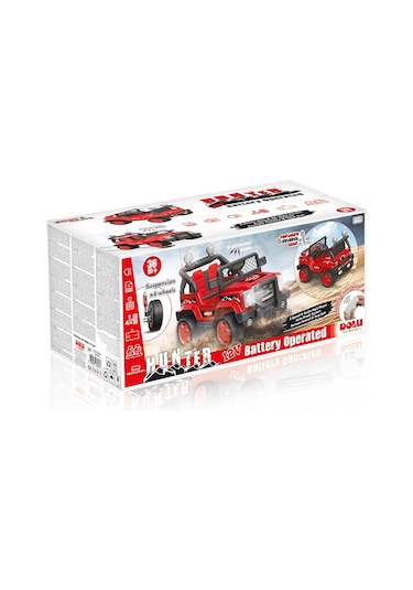 Dolu Hunter 8081 12V Mp3 Usb Sd Kart Uzaktan Kumandalı Akülü Jeep Kırmızı