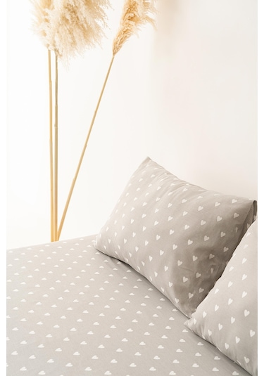 Soley Mix & Match Hearts %100 Pamuk Tek Kişilik Çarşaf Seti Gri