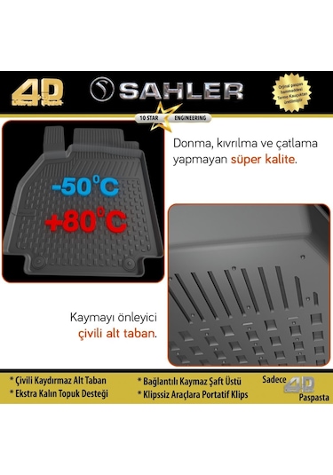 Sahler Seat Leon 2013-2020 Uyumlu 4.5d Havuzlu Siyah Oto Paspas