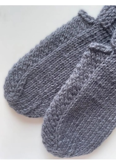 Tamam Örgü Yünlü Bot Çorapları 251272565 Koyu Gri