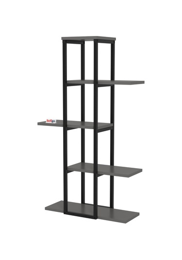 Bofigo 5 Raflı Çiçeklik Rafı Saksılık Standı Dekoratif Aksesuar Rafı Saksılık Papatya Antrasit Antrasit