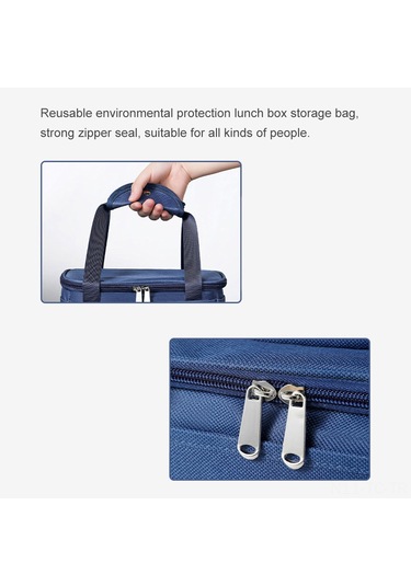 Skycity Mavi Küçük Çift Rıhtım Luşferli Isı Saklama Çanta - Nylon, İnce Pamuk, Alüminyum Folyo İle Isı Yalıtımı, El Çantası Tipi Öğle Yemeği Çantası Blue