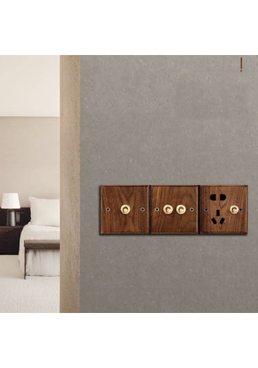 Hfambition El Yapımı Ceviz Ağacı Ve Pirinçten Antika Tarzı Anahtar - 250v Dekoratif Anahtar