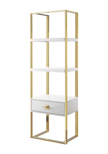 Rihanna Gold Metal Beyaz Kitaplık & Raf