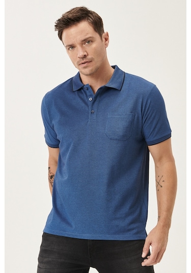 Ac&Co / Altınyıldız Classics Polo Yaka Cepli Regular Fit Bol Kesim Düz Tişört - 481716687 Lacivert