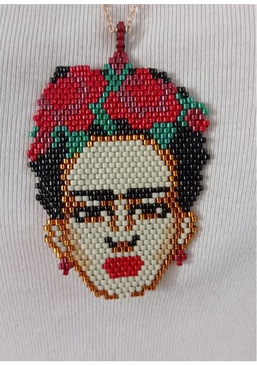 Miyuki Kırmızı Frida Kahlo Kolye Altın