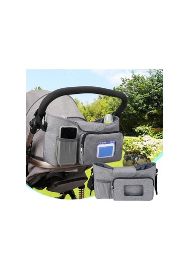 Novahub Bez Çantası: Yalıtımlı Bardaklık, Biberon, Oyuncak Cebi, Telefon Organizatör Gri